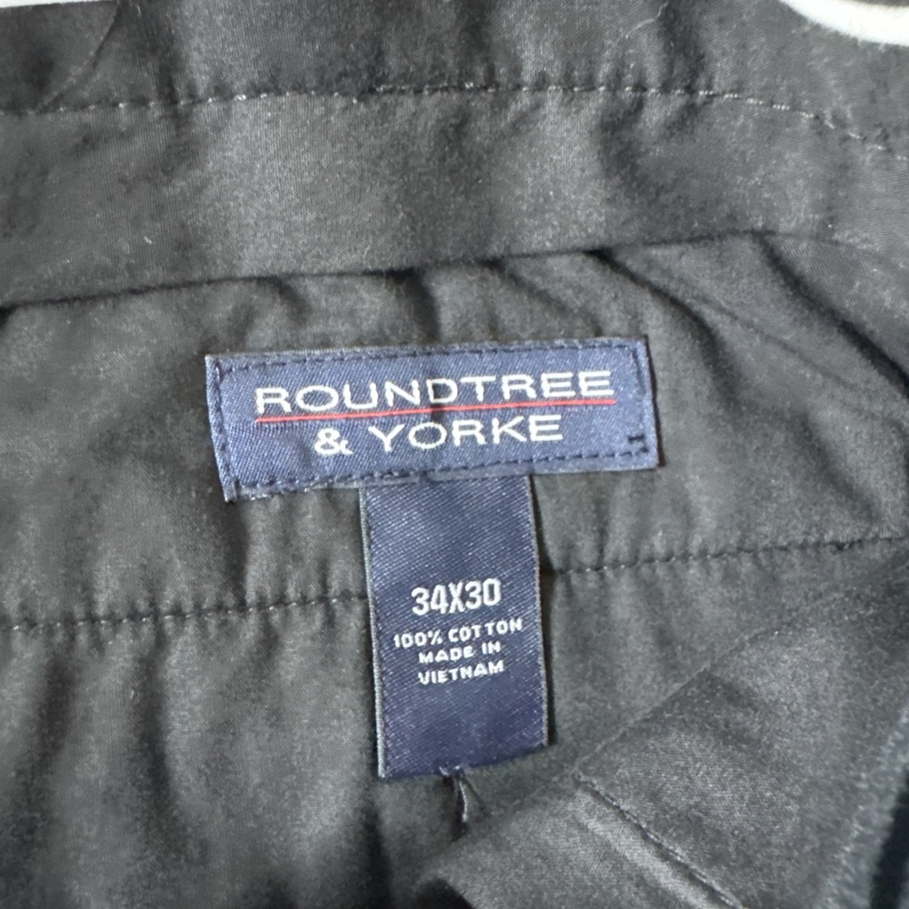 Roundtree & Yorke Mens Flat Front Classic Pants Charcoal Gray Stretch 34x30 NWT - Picture 6 of 9
